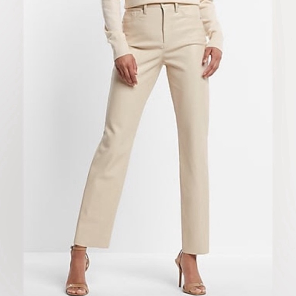 Express Super High Waisted Modern Straight Leg Faux Leather Pants